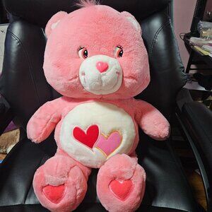 2003 Care Bears Lots of Love Pink Plush Embroidered Hearts 24" Stuffed Animal